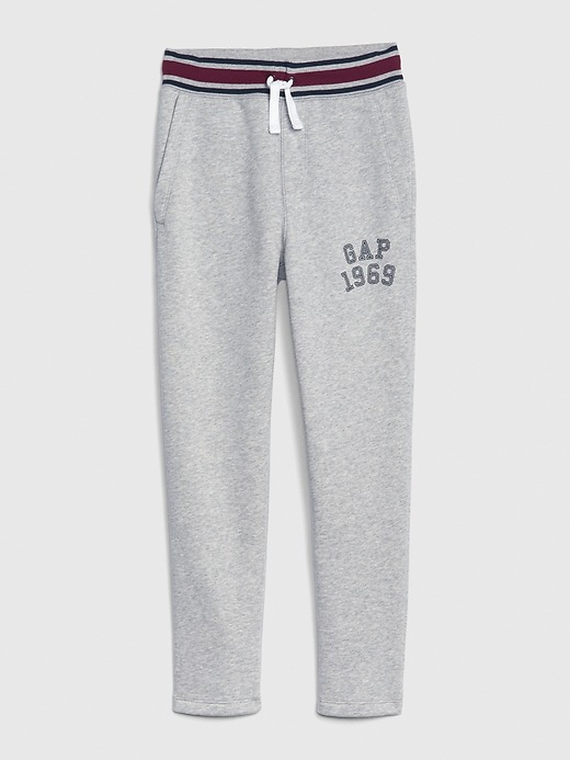 1 of 8 showing, with the color light heather gray of product Kids Gap Logo Slim Joggers