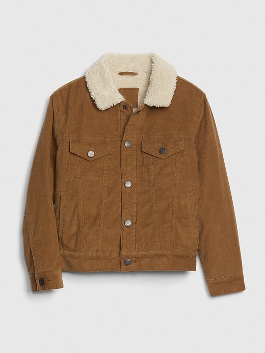 Image number 1 showing, Kids Cord Sherpa-Lined Jacket