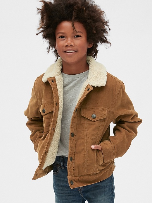 Image number 2 showing, Kids Cord Sherpa-Lined Jacket