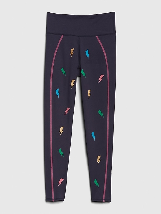 1 of 8 showing, with the color blue lightning of product GapFit Kids Lightning Leggings