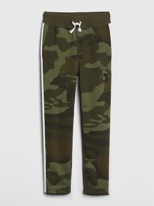 1 of 8 showing, with the color green camo of product Kids Gap Logo Joggers