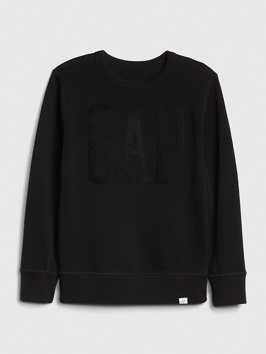 1 of 8 showing, with the color true black of product Kids Gap Logo Crewneck Sweatshirt