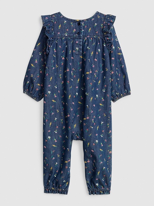 Image number 2 showing, Baby Ruffle Denim One-Piece