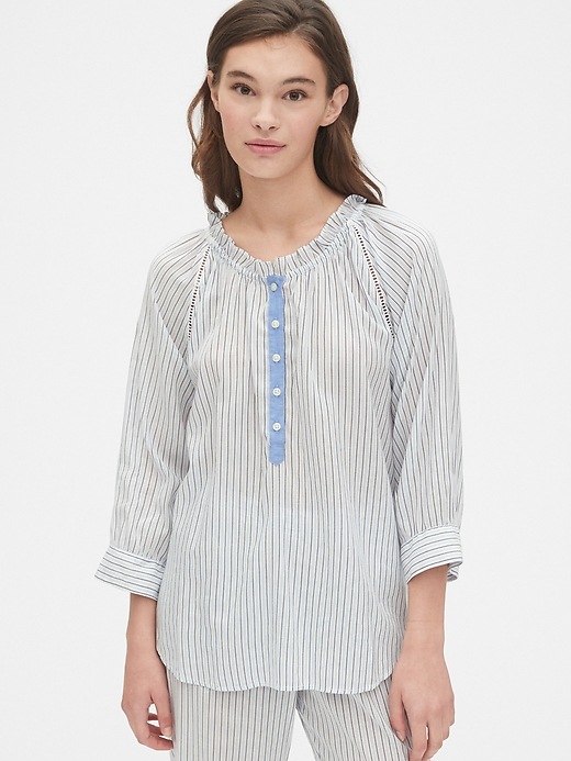 Image number 1 showing, Dreamwell Stripe Ruffle-Trim Shirt