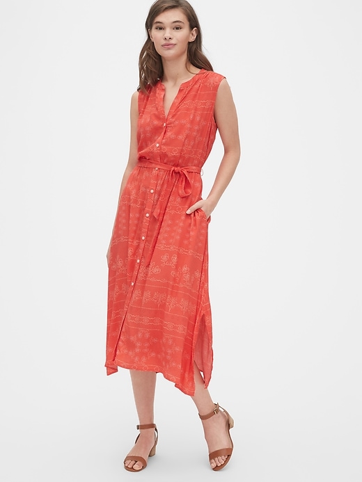 View large product image 1 of 1. Print Handkerchief Shirtdress