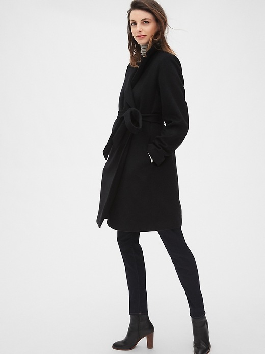 Image number 4 showing, Maternity Wool-Blend Wrap Coat