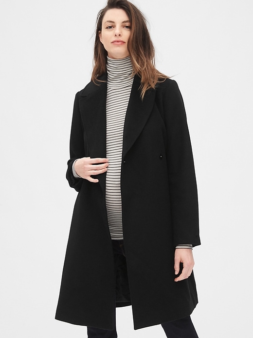 Image number 1 showing, Maternity Wool-Blend Wrap Coat
