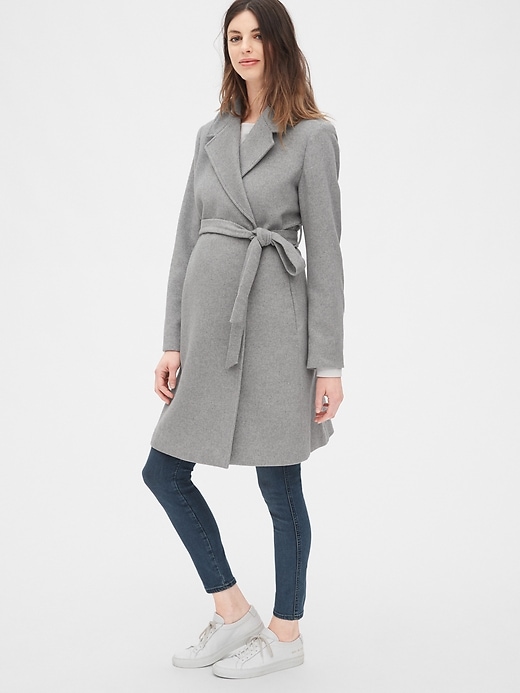 Image number 5 showing, Maternity Wool-Blend Wrap Coat