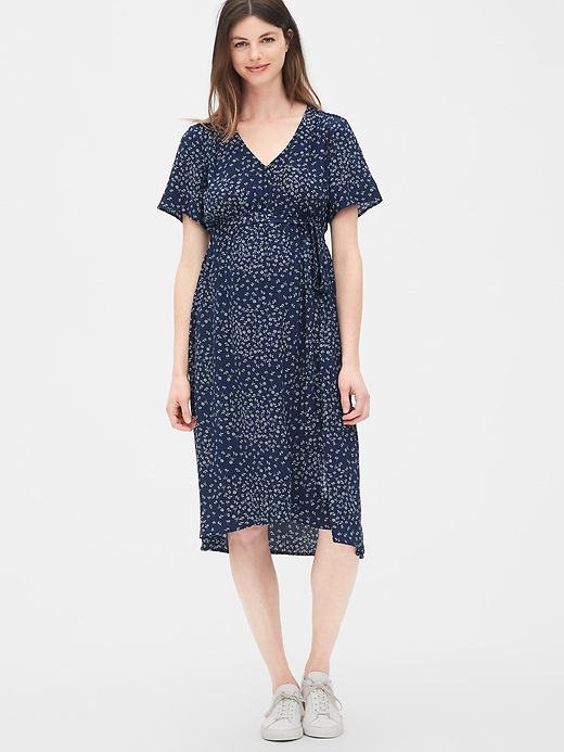 Image number 1 showing, Maternity Print Faux-Wrap Dress