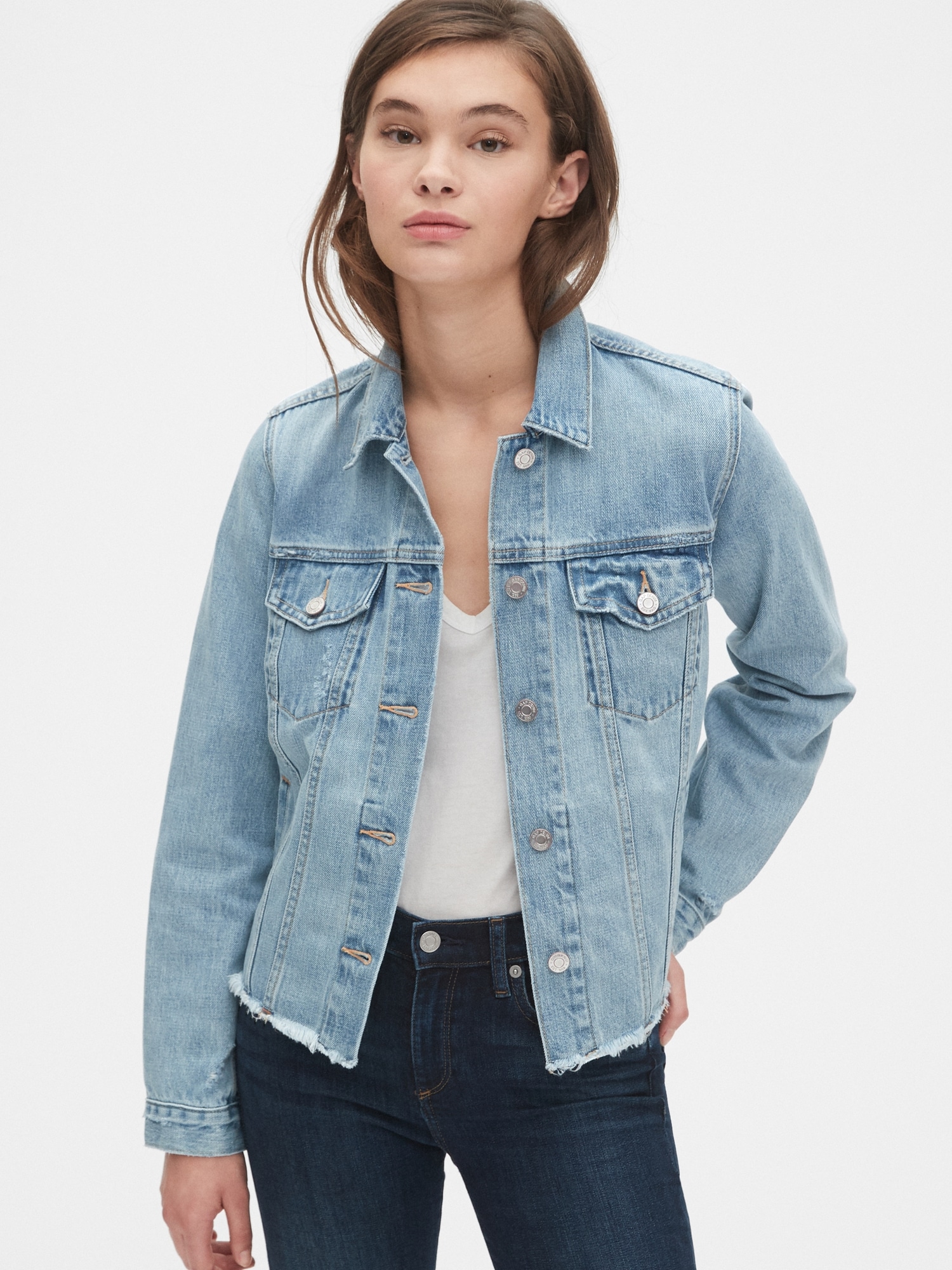 Gap distressed denim jacket 2025