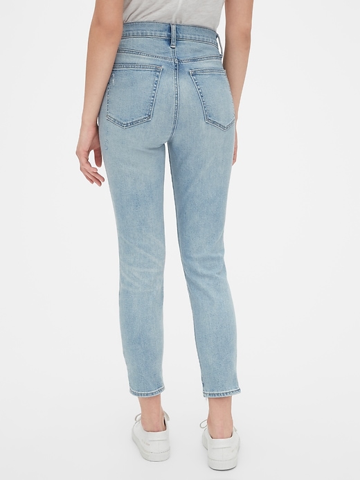 2 of 8 showing, with the color light destroy of product High Rise Distressed True Skinny Ankle Jeans with Secret Smoothing Pockets