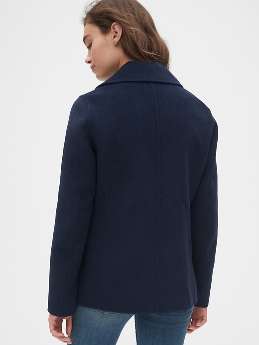 2 of 8 showing, with the color navy of product Unlined Wool-Blend Peacoat