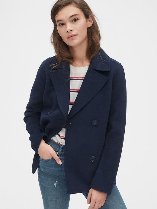 Image number 1 showing, Unlined Wool-Blend Peacoat