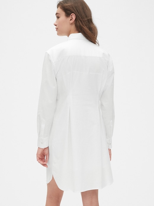 2 of 8 showing, with the color optic white of product Pleated Oxford Shirtdress