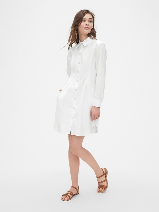 Image number 3 showing, Pleated Oxford Shirtdress