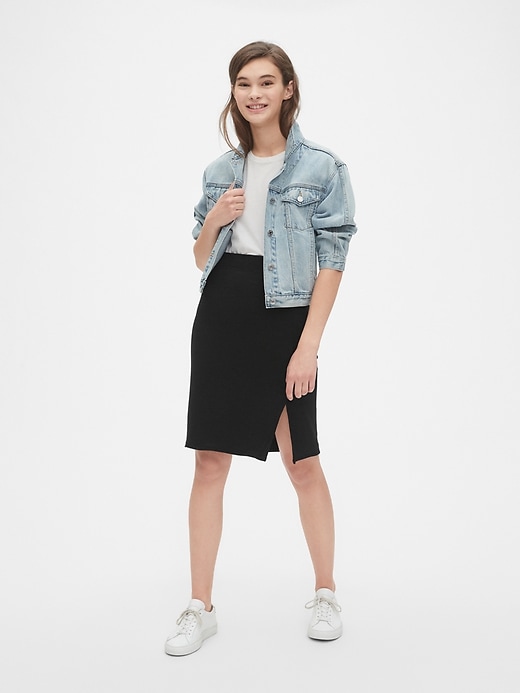 Image number 3 showing, Softspun Side-Slit Pencil Skirt