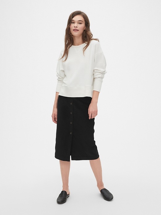 Image number 3 showing, Corduroy Button-Front Midi Skirt