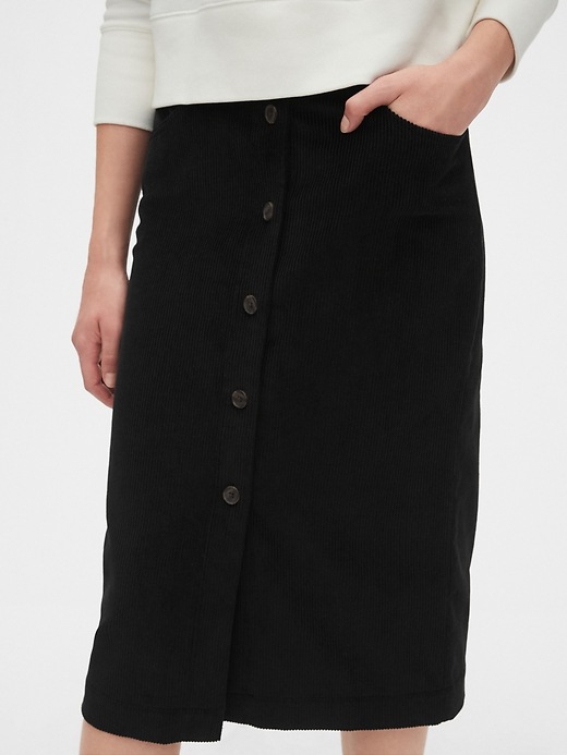 Image number 5 showing, Corduroy Button-Front Midi Skirt