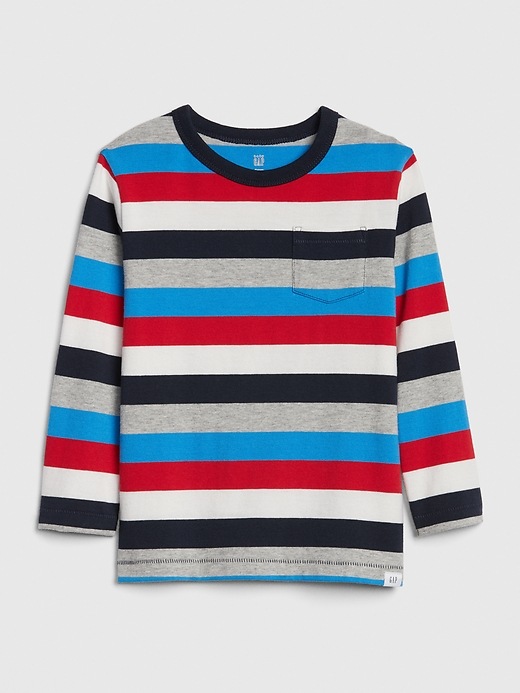 View large product image 1 of 3. Toddler Stripe Pocket Long Sleeve T-Shirt