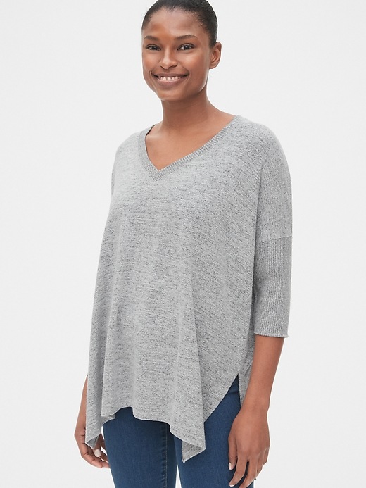 1 of 8 showing, with the color space dye grey marl of product Maternity Softspun V-Neck Nursing Tunic
