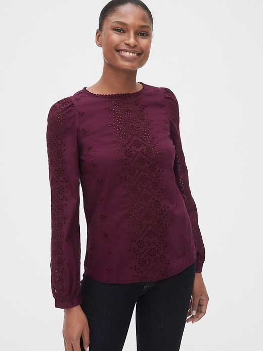 Image number 7 showing, Eyelet Embroidered Blouse