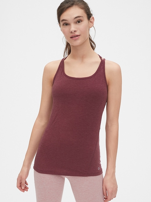 View large product image 1 of 1. GapFit Breathe Strappy Shelf Tank Top