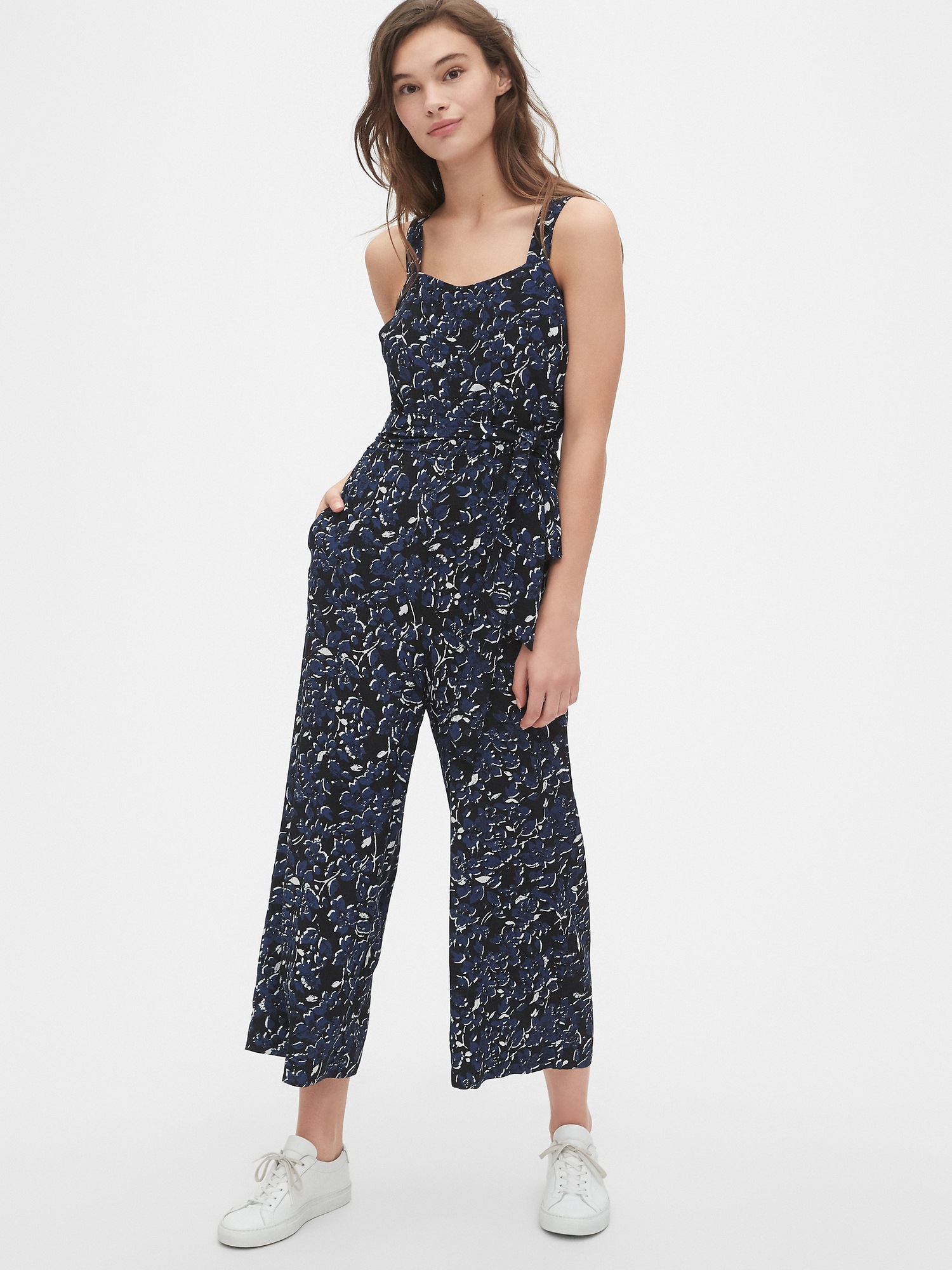 Print Apron Wide Leg Jumpsuit Gap