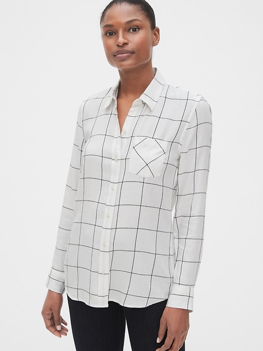 1 of 8 showing, with the color white windowpane of product Plaid Flannel Shirt