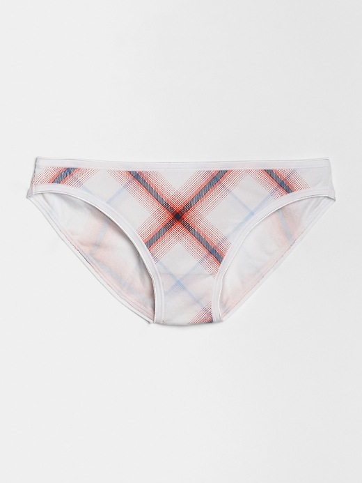 1 of 8 showing, with the color coral & navy plaid of product Stretch Cotton Bikini