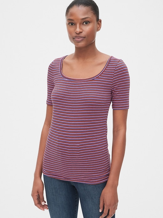 Image number 7 showing, Featherweight Stripe Square-Neck T-Shirt