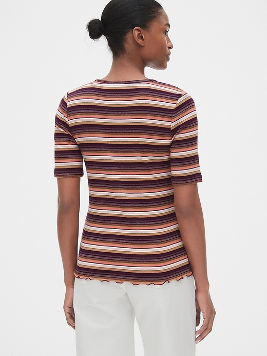 Image number 2 showing, Featherweight Rib Stripe Elbow Sleeve T-Shirt