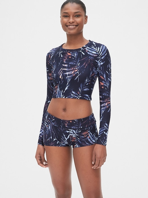 1 of 8 showing, with the color navy palm of product Crop Rash Guard