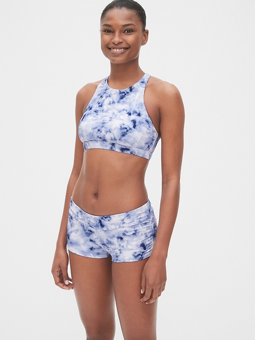 1 of 8 showing, with the color blue tie dye of product High-Neck Crossback Bikini Top