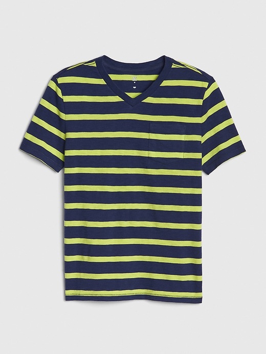 View large product image 1 of 1. Kids Stripe Short Sleeve V-Neck T-Shirt