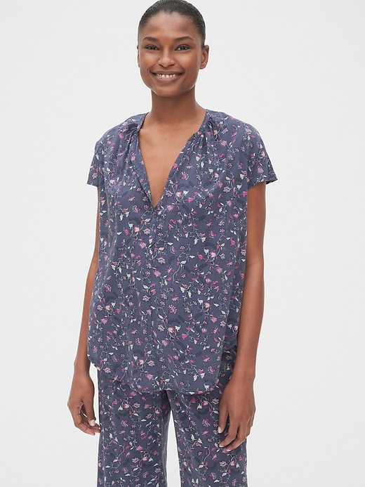 1 of 8 showing, with the color blue floral of product Dreamwell Floral Print Popover Shirt