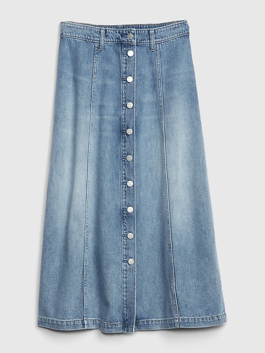 Image number 7 showing, Button-Front Denim Midi Skirt