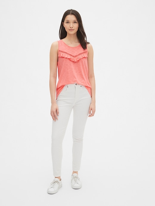 Image number 3 showing, Lace-Trim Ruffle Tank Top