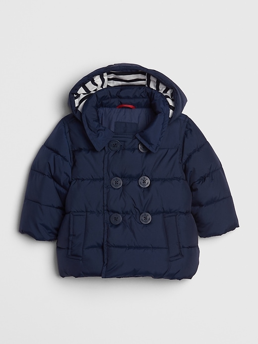 1 of 8 showing, with the color elysian blue of product Baby ColdControl Max Peacoat Puffer