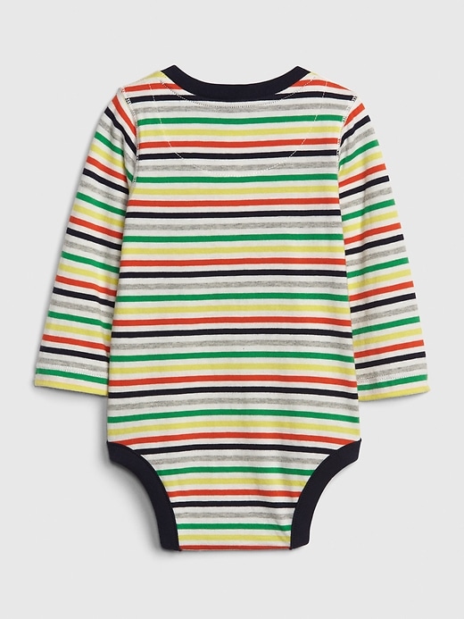 2 of 8 showing, with the color new off white of product Baby Stripe Henley Bodysuit