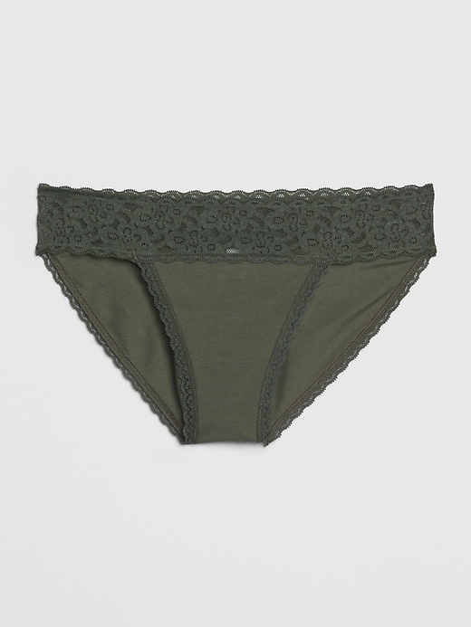 1 of 8 showing, with the color cool olive green of product Lace Bikini