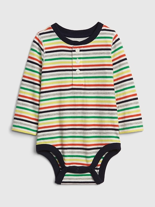 Image number 1 showing, Baby Stripe Henley Bodysuit