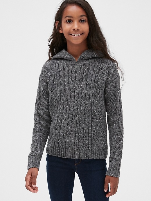 Image number 2 showing, Kids Cable-Knit Hoodie Sweater