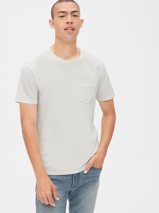 1 of 8 showing, with the color UNBLEACHED WHITE of product Pocket T-Shirt