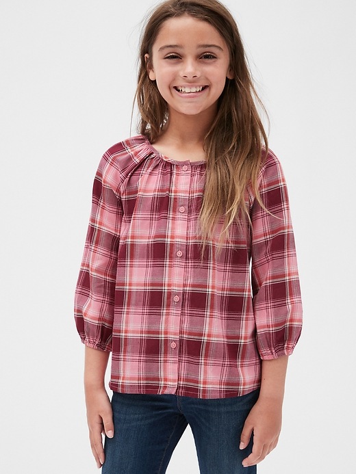 Image number 2 showing, Kids Plaid Button-Front Top