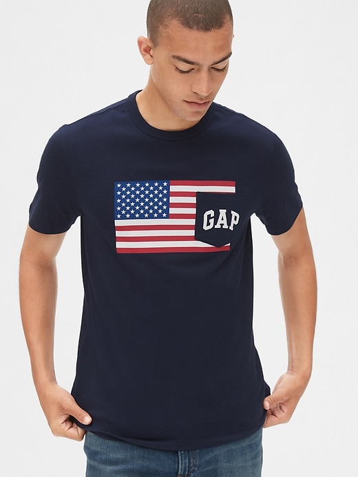 View large product image 1 of 1. Gap Logo Graphic Pocket T-Shirt