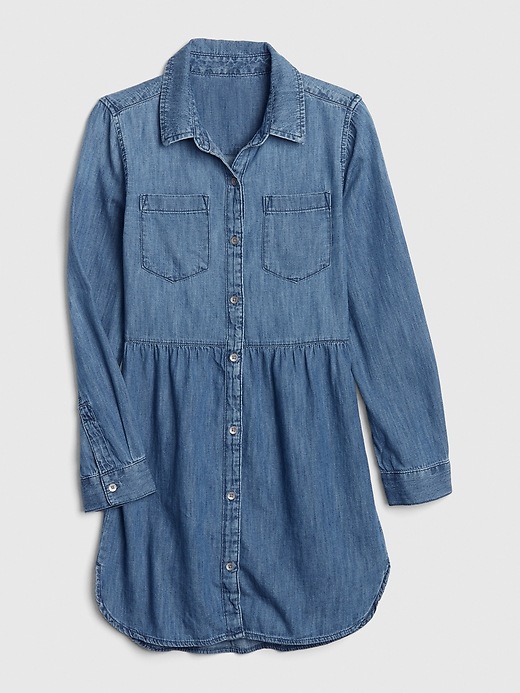 1 of 8 showing, with the color denim of product Kids Denim Shirtdress