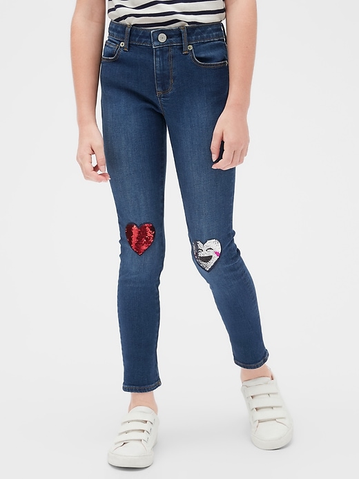 Image number 2 showing, Kids Flippy Sequin Skinny Jeans with Stretch