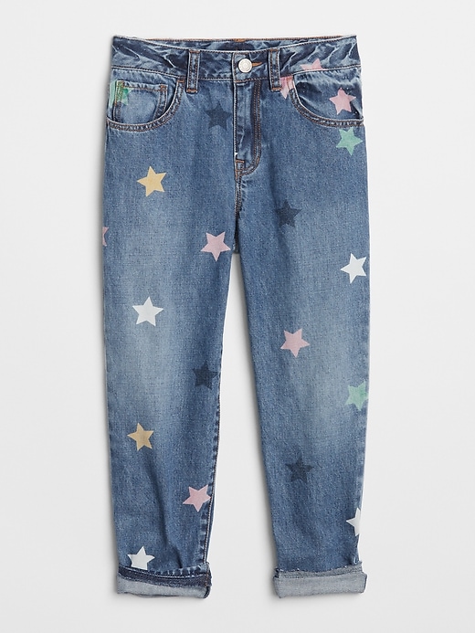 1 of 8 showing, with the color indigo star print of product Kids Star Girlfriend Jeans