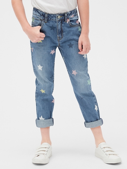2 of 8 showing, with the color indigo star print of product Kids Star Girlfriend Jeans