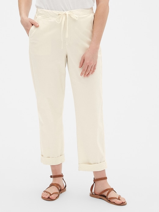 1 of 8 showing, with the color off white of product Drawstring Twill Stripe Chinos